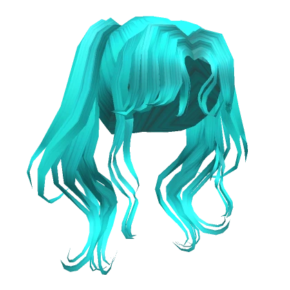 Aesthetic Flowy Anime Pigtails Hair in Teal