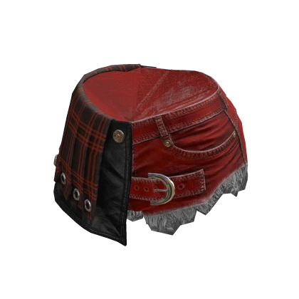 BB Red KPop Leather Denim Pleated Skirt Shorts