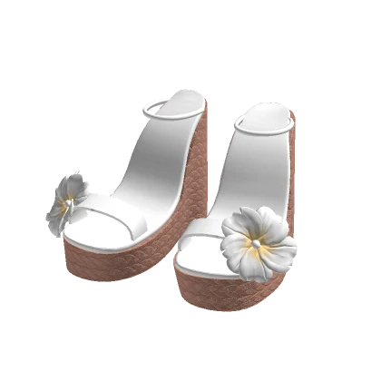 Summer wedge platform heels hibiscus flowers