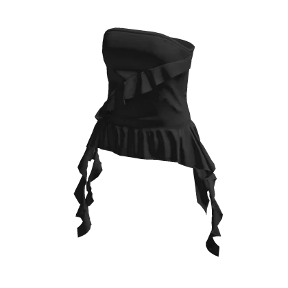 💗ASYMMETRICAL RUFFLE TUBE TOP_BLACK