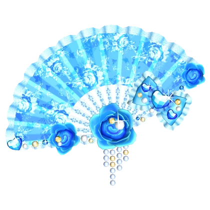 Hime Gyaru Princess Rose Fan in Royal Blue