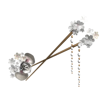 Harajuku Gyaru McBling Floral Chopsticks in White