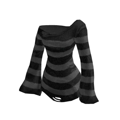 Black & Grey Striped Baggy Emo Sweater 🫐
