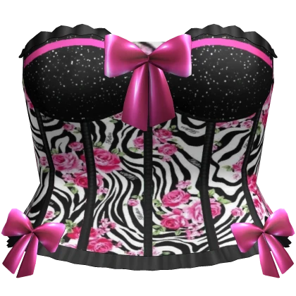 Gyaru Zebra Corset Y2K Pink Bows 2000s Scene 