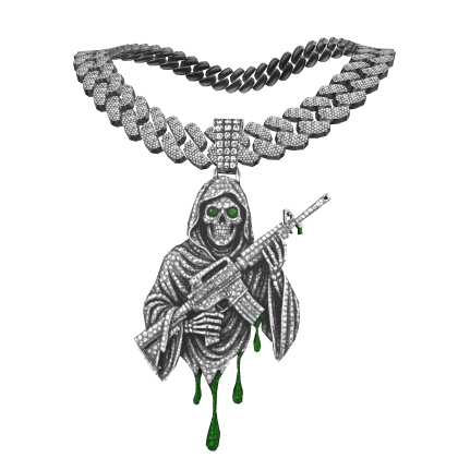 4.0 boy Diamond grim reaper chain w/ gun & slime