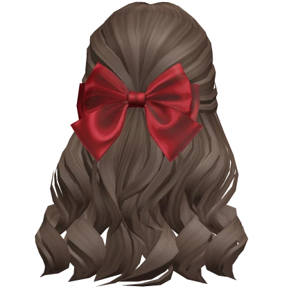 Christmas Half Up Long Curly Hair w/ Bow in Brown