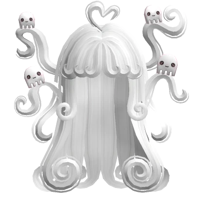 ♡ white swirly halloween hair with cute ghosts