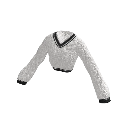 Oversized V Neck Cropped Knitted Sweatter | White✔