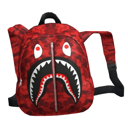 Backpack Red BAPE Shark Face One Strap Y2K 1.0