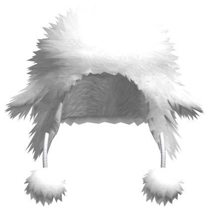 white fluffy fur hat