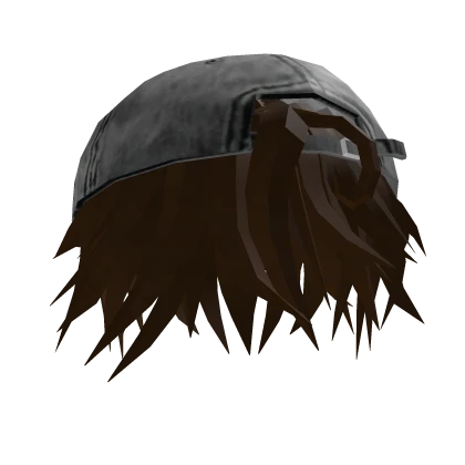 Messy Anime Boy Hair w Y2K Hat (Brown)
