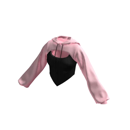 Cropped Corset Hoodie Pink & Black