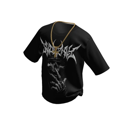 Graphic SVDDENLY T-Shirt Black w/ Gold Cross Chain