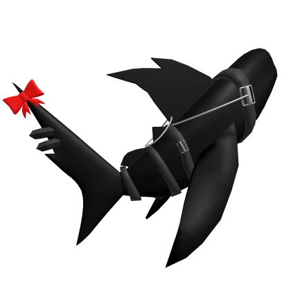 Goth Black Chained Shark Tail with Red Bowtie