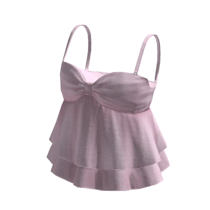 🍀Ruffle Lace Strap Tee (Cool Pink)