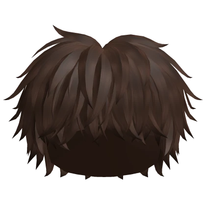 Fluffy Messy Emo Boy Hair (Brown)