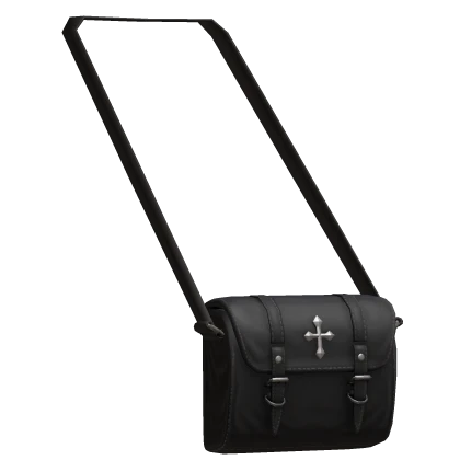 Black Leather Crossbody Bag w/ White Cross (1.0)