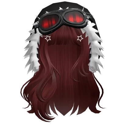 long anime hair w/ Y2K Hood Goggles red