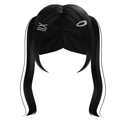 Fluffy Girl Hair With Black Pigtails