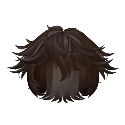 Messy short fluffy anime hair || Dark brown