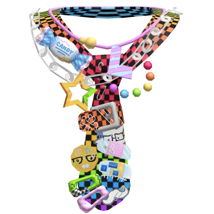 Scene Rainbow Checkered Y2k Rave Necktie