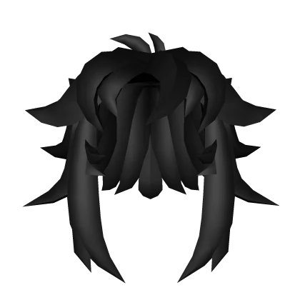 Blocky black short side tails hair