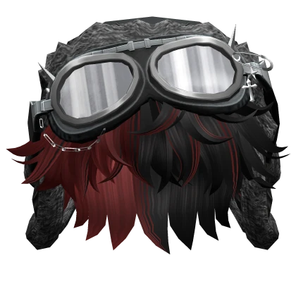 Black & Red Cool Boy Hair w/ Y2K Goggles Ushanka