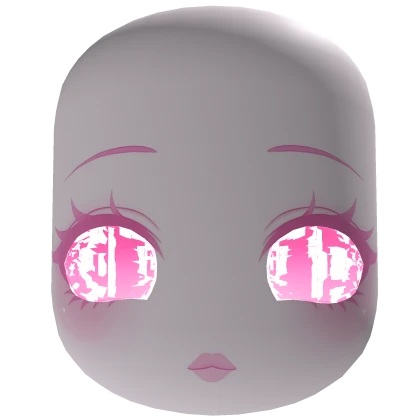 cute glitch pink eyed blush face anime cyberpunk