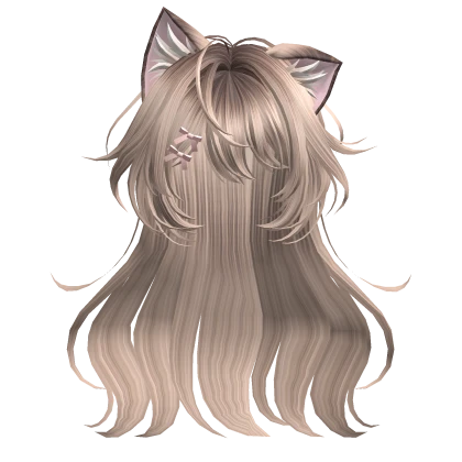 Platinum Blonde Anime Cat Hair with Ribbons