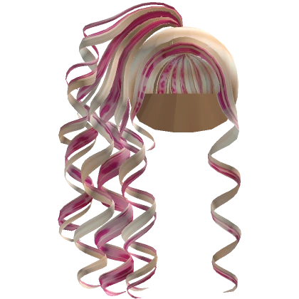 Gyaru Big Curly Side Ponytail in Pink Highlights