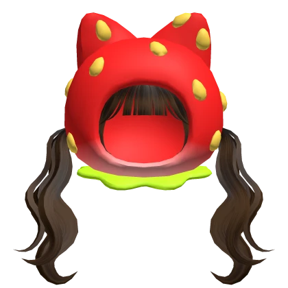 🍓🐱 Red Strawberry Cat Twin-Tails 🎀