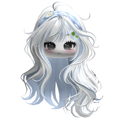 White & Blue Mori Kei Igari Hair w/ Cute Face 