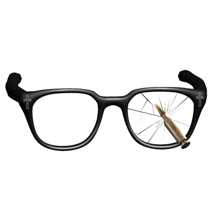 Shattered Chrome Cross Glasses w Bullet ( Black )