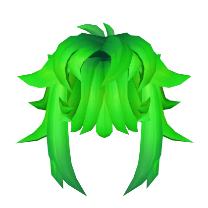 Blocky neon lime green short side tails hair