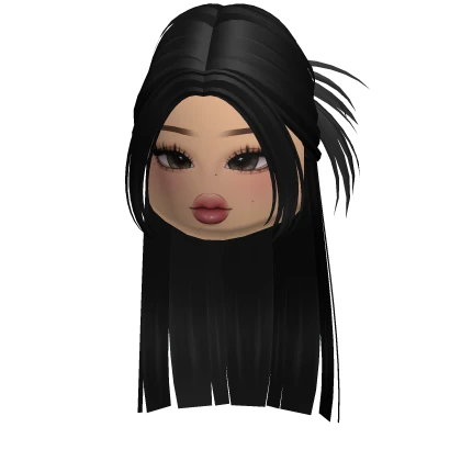 Y2K Long Straight Hair w/ Makeup (Black)