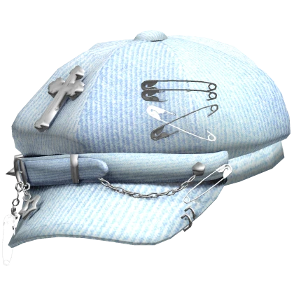 Sideswept Pierced Y2K Punk Cap (Light Blue)