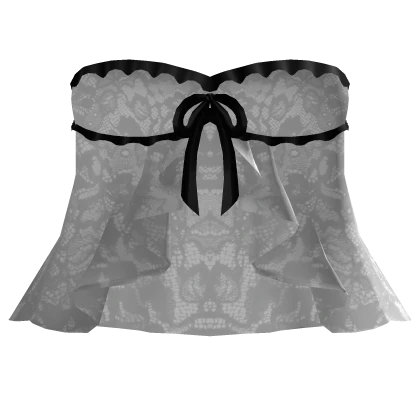 gothic ruffle lace tied dress / white & black