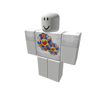 White orange & blue murakami white tee