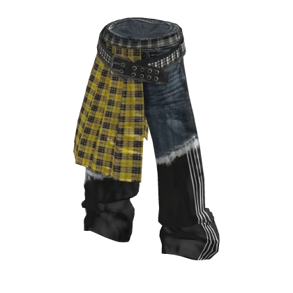 💜 Pleats Layered Skirt Pants_Deep Blue