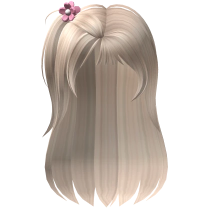 Cute Pigtail w Tiny Flower Clip (Platinum Blonde)