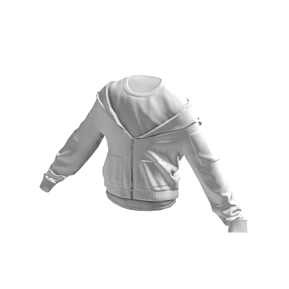 White Layered Zipped Hoodie