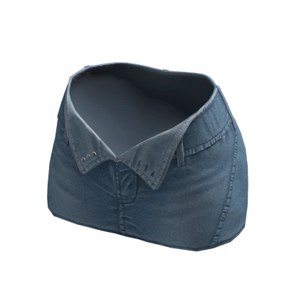 Denim Mini Skirt Unzipped Blue Jean Opened Ripped