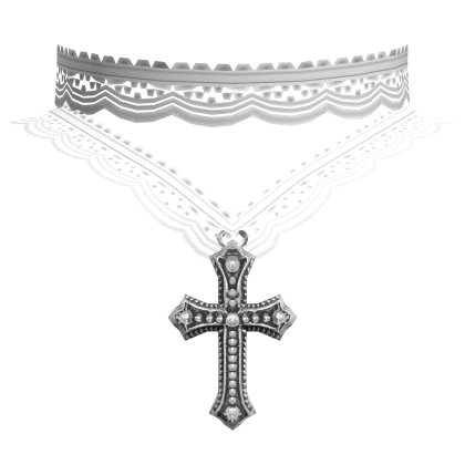 gothic lace cross necklace 3.0 white