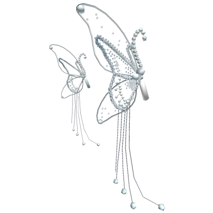 Pearl Silver Fairy Elf Butterfly Chain Hair Clips