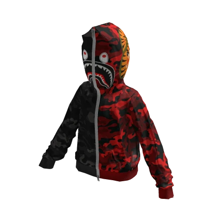 Camo Red & Black Zip up hoodie.