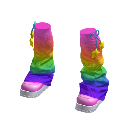 Starry Knit Legwarmers Neon Rainbow