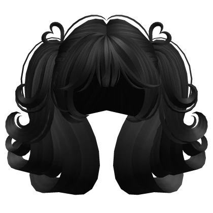 Swirly Short Heart Pigtails (Black)