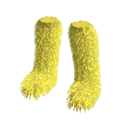 Yellow Y2K Knee High Gyaru Fluffy Faux Fur Boots