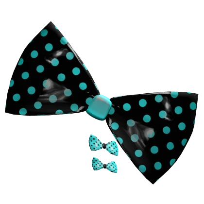 𖹭 cute black & cyan scene big polka dot bow