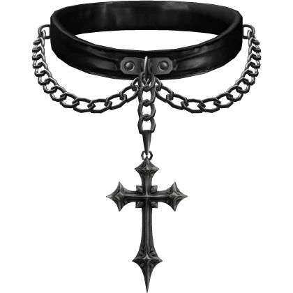 3.0 gothic chain choker w silver crucifix / black